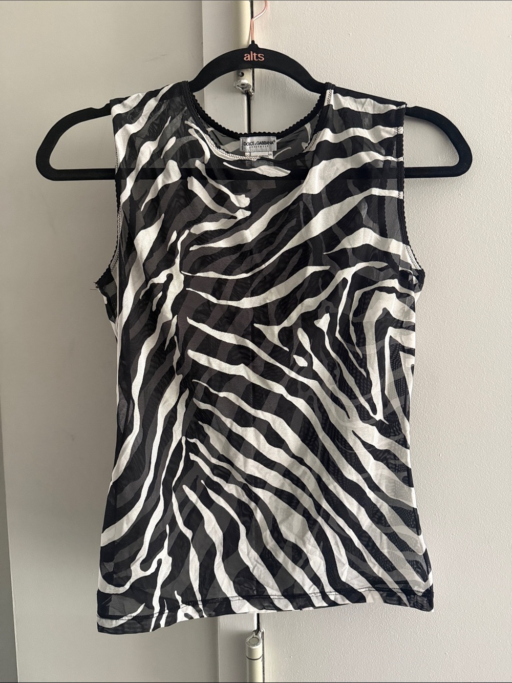 Vintage Dolce & Gabbana Black & White Zebra Print Tank Top